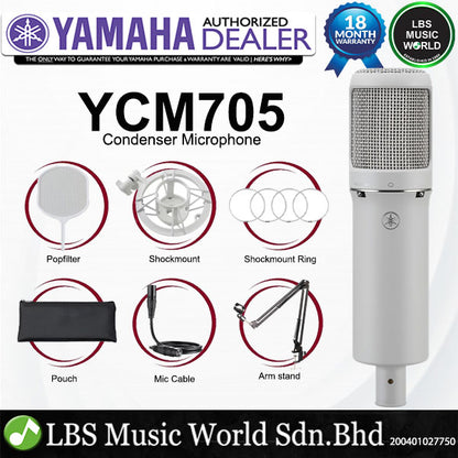 Yamaha YCM705 Wired Cardiod Mic Condenser Microphone with Shockmount and Popfilter