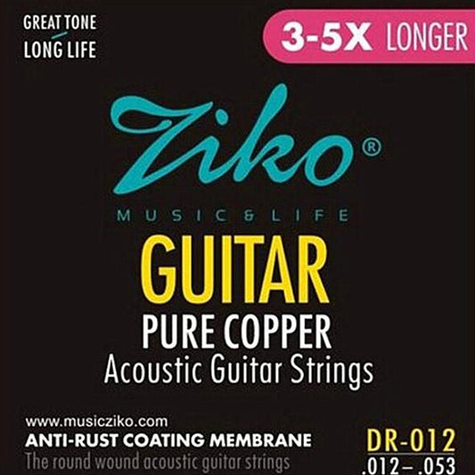 Ziko DR-012 Acoustic Guitar String Anti Rust Coated Pure Cooper Normal Gauge (12-53)