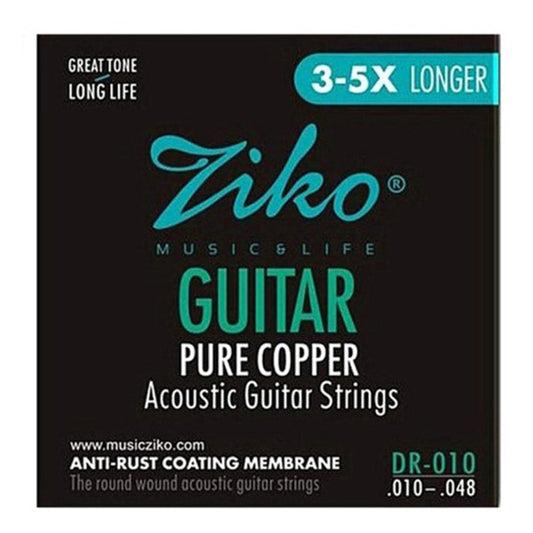Ziko DR-010 Acoustic Guitar String Anti Rust Coating Pure Cooper Long Life Extra Light (10-48)