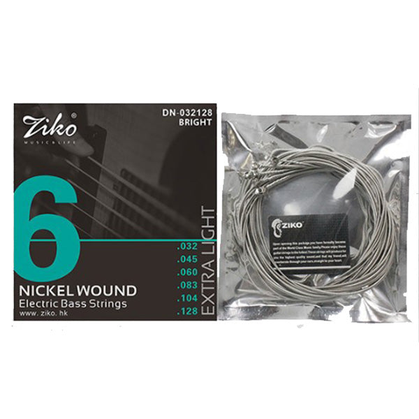 Ziko DN-045-6 6 String Electric Bass Guitar String Nickel Wound Extra Light DN-045128 (32-128)