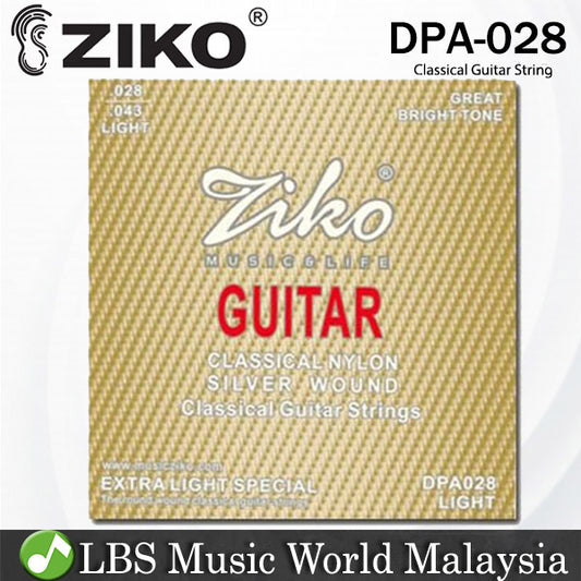 Ziko DPA-028 Classical Guitar Strings Classical Nylon Extra Light Bright Rich Tone (028-043)