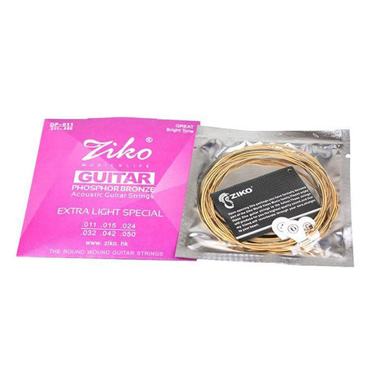 Ziko DP-011 Acoustic Guitar Strings Custom Light Great Bright Tone Phosphor Bronze 3 Set (011-050)