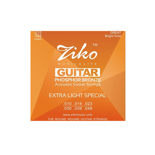 Ziko DP-010 Acoustic Guitar Strings Extra Light Special Great Bright Tone Phosphor Bronze (010-048)