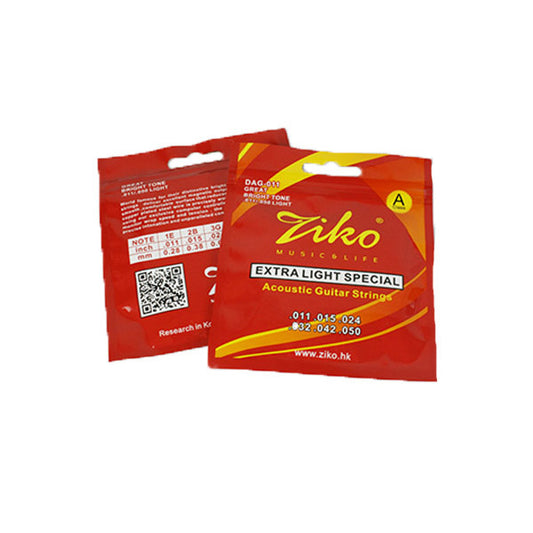 Ziko DAG-011 Acoustic Guitar Strings Extra Light Special Class A Great Bright Tone (011-050)