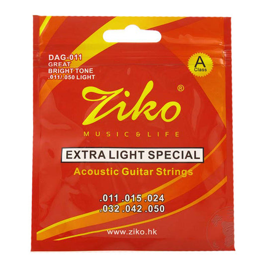 Ziko DAG-011 Acoustic Guitar Strings Extra Light Special Class A Great Bright Tone 3 Set (011-050)