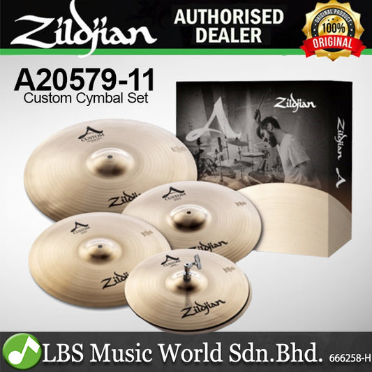 Zildjian A20579-11 A Custom 5 Piece Cymbal Set - 14″ HiHats / 16 & 18″ Crash / 20″ Medium Ride