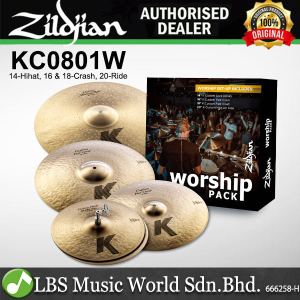 Zildjian KC0801W K Family Custom Workship Cymbal Pack - 14" Hihat / 16 & 18" Crash / 20" Ride