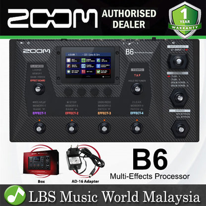Zoom B6 Bass Multi Effects Processor Guitar with Touchscreen, Tuner and FX Loop (B 6)