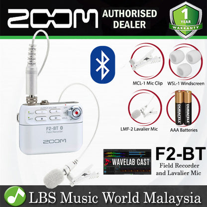 Zoom F2-BT Field Recorder with Lavalier Microphone and Bluetooth Control With LMF-2 Lavalier Mic (F2 BT)