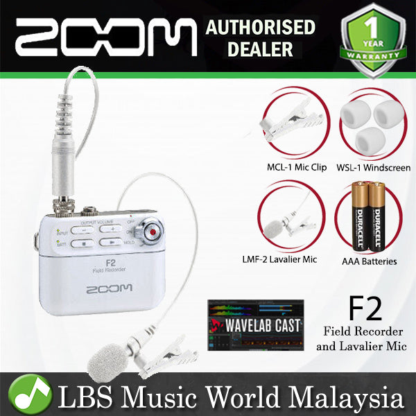 Zoom F2 Field Recorder with Lavalier Microphone with LMF-2 Lavalier Mic (F 2)