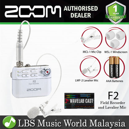 Zoom F2 Field Recorder with Lavalier Microphone with LMF-2 Lavalier Mic (F 2)