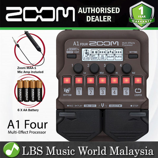 Zoom A1 Four Acoustic Instrument Multi Effect Processor Pedal and Drum Machine (A1Four)