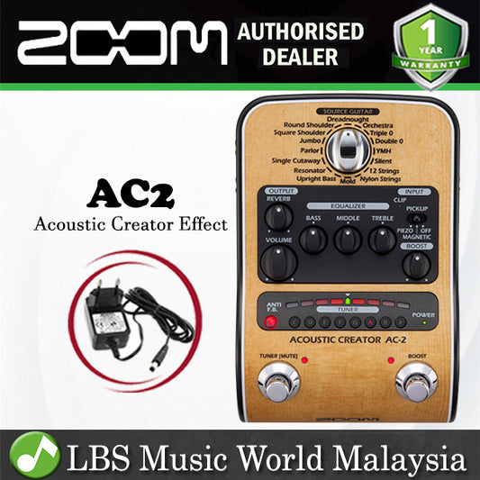 Zoom AC-2 Acoustic Creator Effect Pedal Stompbox Enhanced Direct DI Box (AC2 AC 2)
