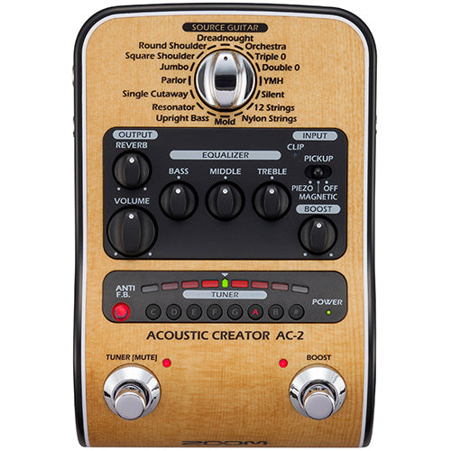 Zoom AC-2 Acoustic Creator Effect Pedal Stompbox Enhanced Direct DI Box (AC2 AC 2)