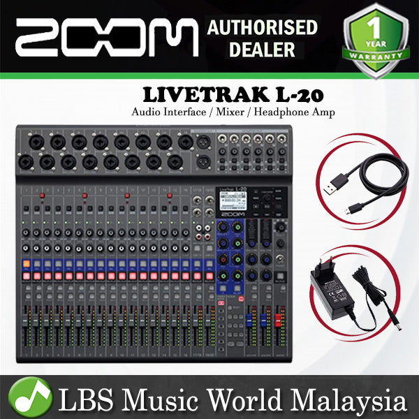 Zoom LiveTrak L-20 20 Channel Digital Mixer Recorder or USB Audio Interface Build in Effect  (L20)