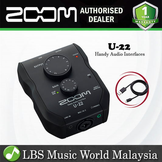 Zoom U-22 Handy 2 Channel Portable USB Audio Interface Audio Interface Recorder (U22 U 22)