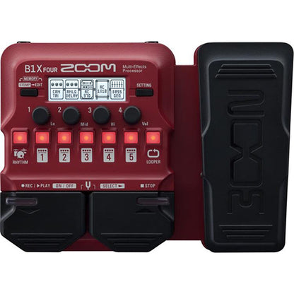 Zoom B1X FOUR Bass Multi Effects Processor with Expression Pedal for Bass Guitar (B1XFour B1 X)