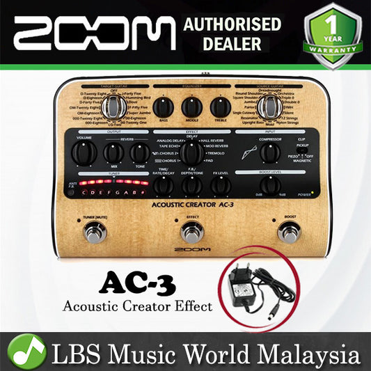 Zoom AC-3 Acoustic Creator Effect Pedal Stompbox Enhanced Direct DI Box (AC3 AC 3)