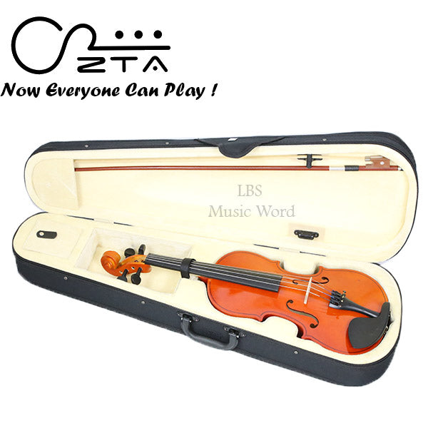 ZTA Violin V1 Beginner Bundle Package with Case String Bow Rosin Mute Fingering Chart and Shoulder Rest - Size 1/4 1/2 3/4 4/4
