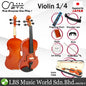 ZTA Violin V1 Beginner Bundle Package with Case String Bow Rosin Mute Fingering Chart and Shoulder Rest - Size 1/4 1/2 3/4 4/4