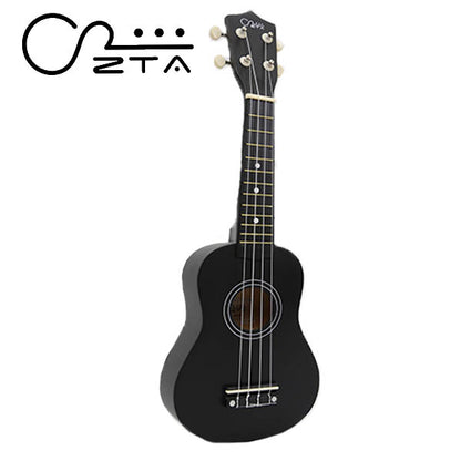ZTA 21 Inch Soprano Ukulele Hawaii Guitar Beginner Starter Package (Black)