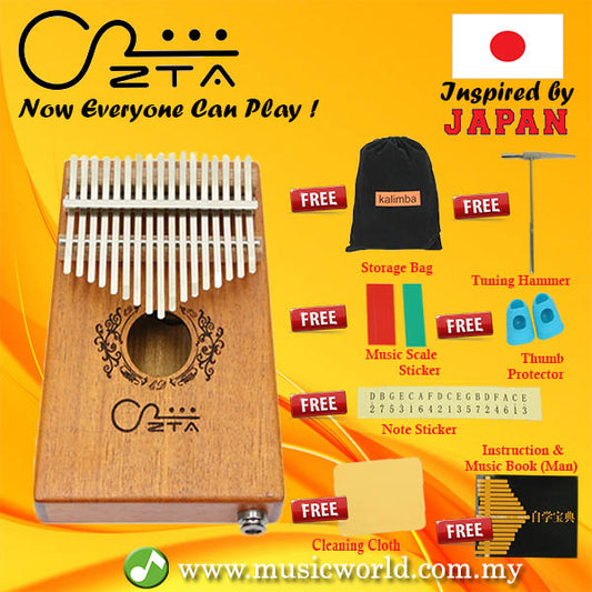 ZTA 17 Key Mahogany Kalimba With EQ Bundle Starter Pack Thumb Piano Finger Percussion