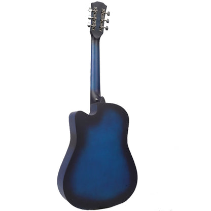ZTA 38 Inch Acoustic Guitar Burst Cutaway Starter Pack Folk Guitar Package - Blue