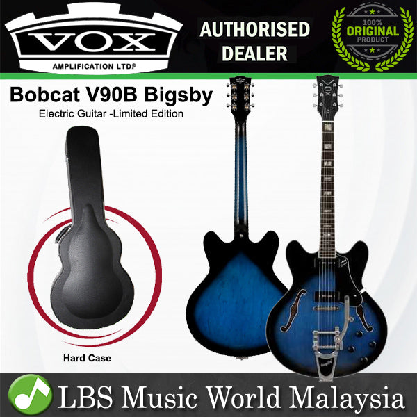 Vox Bobcat V90 Bigsby Maple Plywood Electric Guitar with SS Pickup and Tremolo - Sapphire Blue (BCV90B BC V90B)