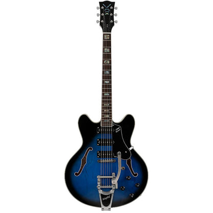 Vox Bobcat S66 Bigsby Maple Plywood Semi Hollow Electric Guitar with SSS Pickup and Tremolo - Sapphire Blue (BCS66B BC S66B)