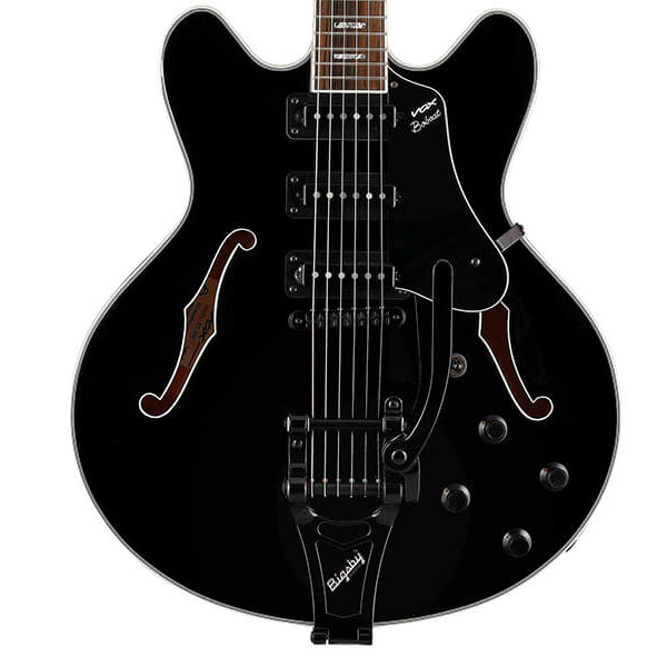 Vox Bobcat S66 Bigsby Maple Plywood Semi Hollow Electric Guitar with SSS Pickup and Tremolo - Jet Black (BCS66B BC S66B)