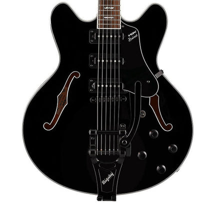 Vox Bobcat S66 Bigsby Maple Plywood Semi Hollow Electric Guitar with SSS Pickup and Tremolo - Jet Black (BCS66B BC S66B)