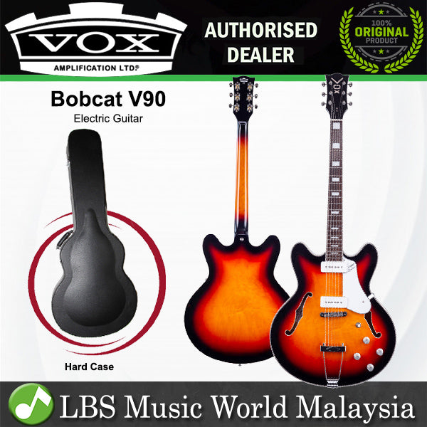 Vox BC-V90 Bobcat V90 Maple Plywood Semi Hollow Electric Guitar with SS Pickup and Indonesian Ebony (BCV90 BC V90)