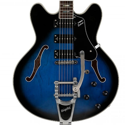 Vox Bobcat S66 Bigsby Maple Plywood Semi Hollow Electric Guitar with SSS Pickup and Tremolo - Sapphire Blue (BCS66B BC S66B)