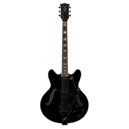 Vox Bobcat V90 Bigsby Maple Plywood Electric Guitar with SS Pickup and Tremolo - Jet Black (BCV90B BC V90B)