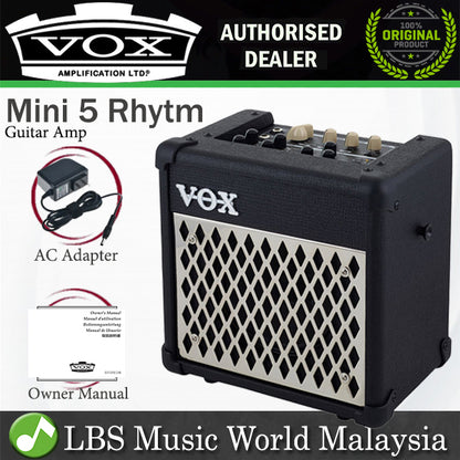 Vox Mini 5 Rhythm 5 Watt 1 Channel Portable Amp Amplifier Guitar Battery Powered Black