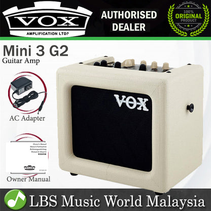Vox Mini 3 G2 3 Watt 1 Channel 1x5 Modelling Guitar Combo Amp Amplifier Ivory