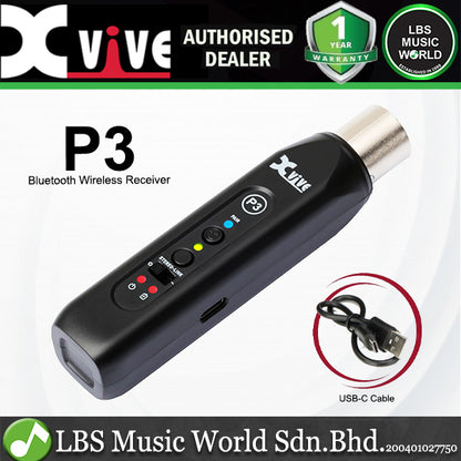 Xvive P3 Bluetooth Wireless Receiver for Mixers and Active PA Speakers with Rechargeable Battery