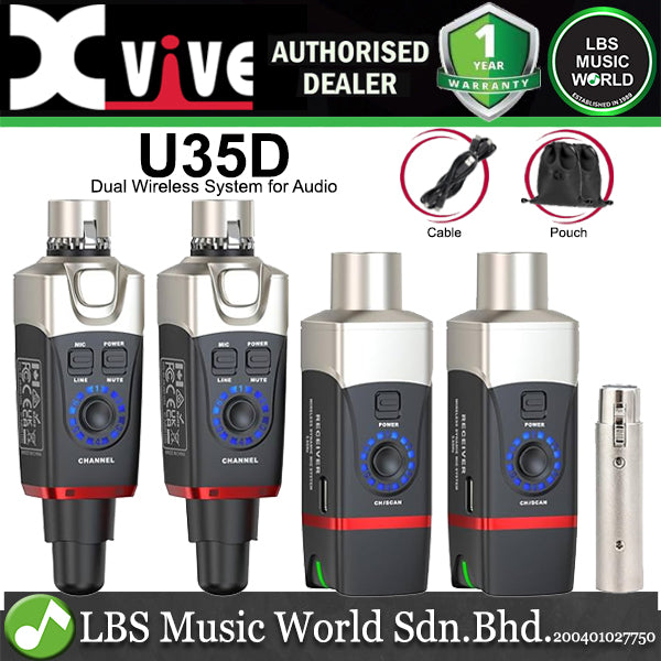 Xvive U35D Dual Plug On Wireless Microphone System for Dynamic Microphone