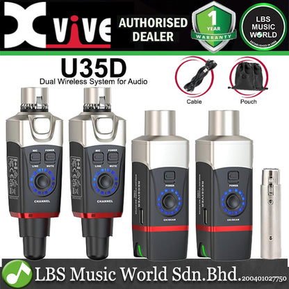 Xvive U35D Dual Plug On Wireless Microphone System for Dynamic Microphone