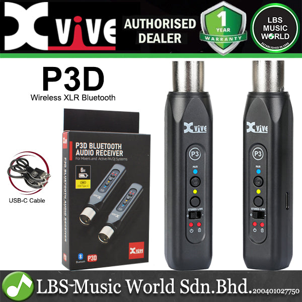 Xvive P3D Rechargeable Bluetooth Wireless Audio Receiver for Mixer and Active PA Speaker - Pair