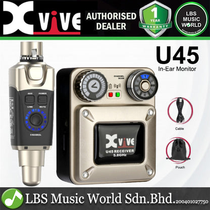 Xvive U45 Wireless In Ear Monitoring System with Plug On Transmitter and Bodypack Receiver - 5.8GHz