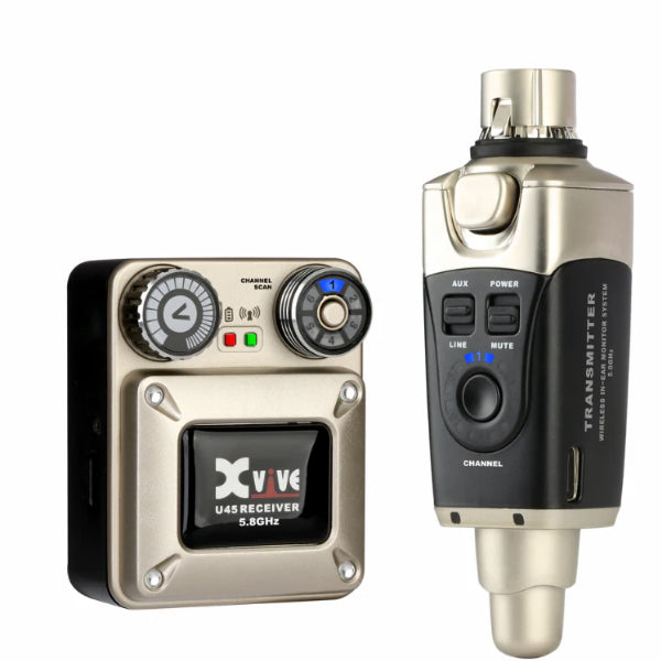 Xvive U45 Wireless In Ear Monitoring System with Plug On Transmitter and Bodypack Receiver - 5.8GHz