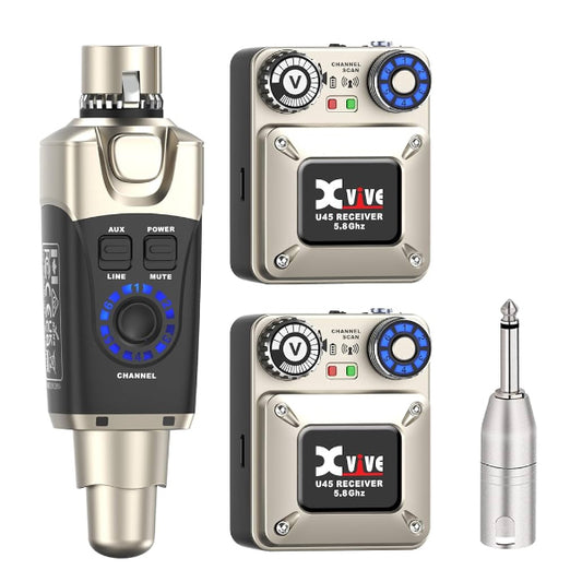 Xvive U45R2 Wireless In Ear Monitoring System 1 Plug-on Transmitter and 2 Bodypack Receivers - 5.8GHz
