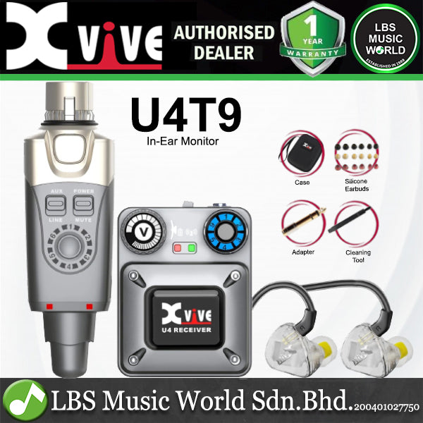 Xvive U4T9 2.4GHz Wireless In-Ear Monitoring System with Plug-On Transmitter Receiver and T9 In-Ear Monitors