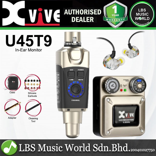 Xvive U45T9 Wireless In-ear Monitoring System 5.8GHz with Transmitter Receiver Earphones and Carry Case