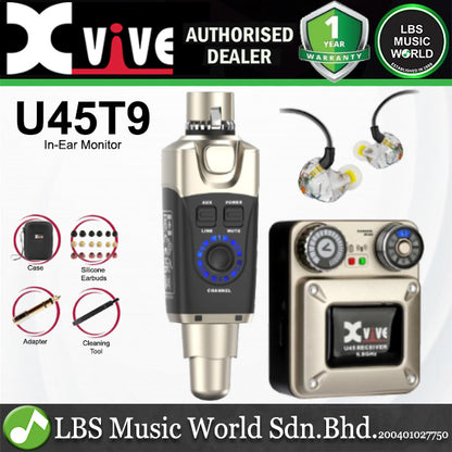 Xvive U45T9 Wireless In-ear Monitoring System 5.8GHz with Transmitter Receiver Earphones and Carry Case