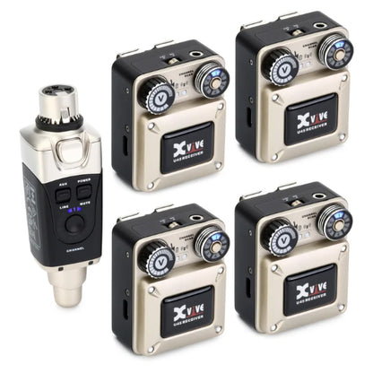 Xvive U45R4 Wireless In-ear Monitoring System with 1 Plug-on Transmitter and 4 Bodypack Receivers - 5.8GHz