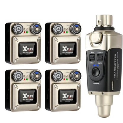 Xvive U45R4 Wireless In-ear Monitoring System with 1 Plug-on Transmitter and 4 Bodypack Receivers - 5.8GHz