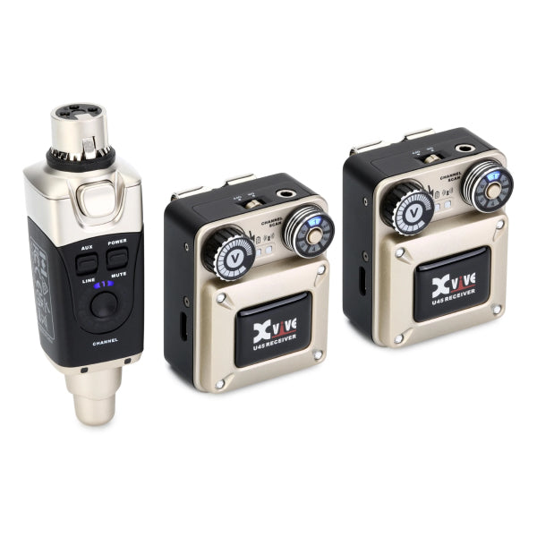 Xvive U45R2 Wireless In Ear Monitoring System 1 Plug-on Transmitter and 2 Bodypack Receivers - 5.8GHz