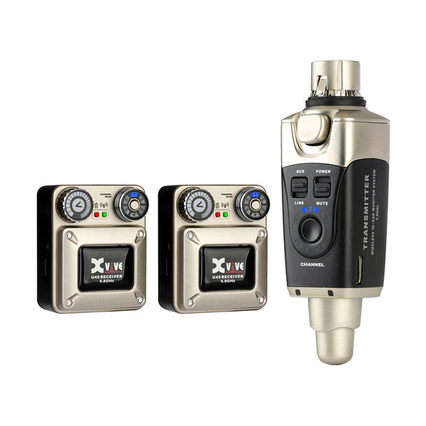 Xvive U45R2 Wireless In Ear Monitoring System 1 Plug-on Transmitter and 2 Bodypack Receivers - 5.8GHz